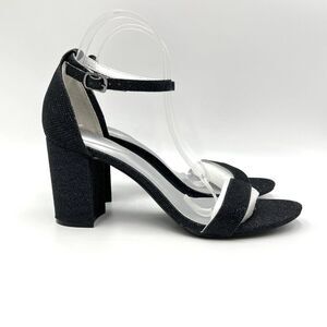Bandolino Armory Blue Black Sparkle Fabric Block Heel Dress Sandals‎ Shoes 10